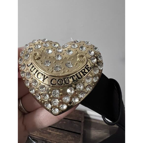 Juicy Couture Black Belt Gold Heart Buckle L/XL‎ NWT Bling Y2K Style Rhinestones main image 4